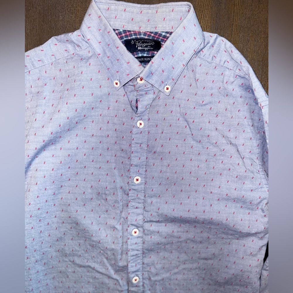 Original Penguin Blue Patterned Button Down Herit… - image 3
